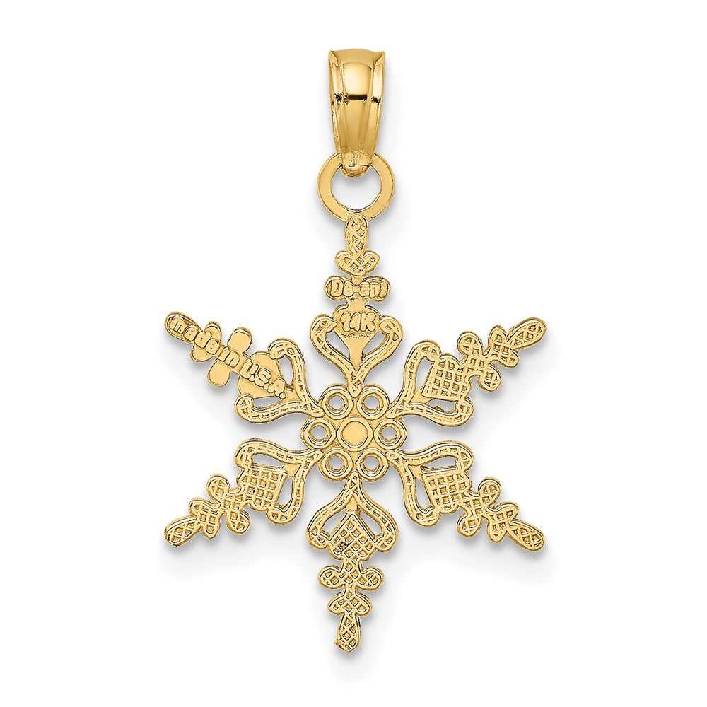 14K Gelbgold Poliert Schneeflocke Charm