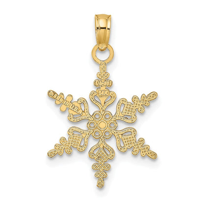 14K Gelbgold Poliert Schneeflocke Charm