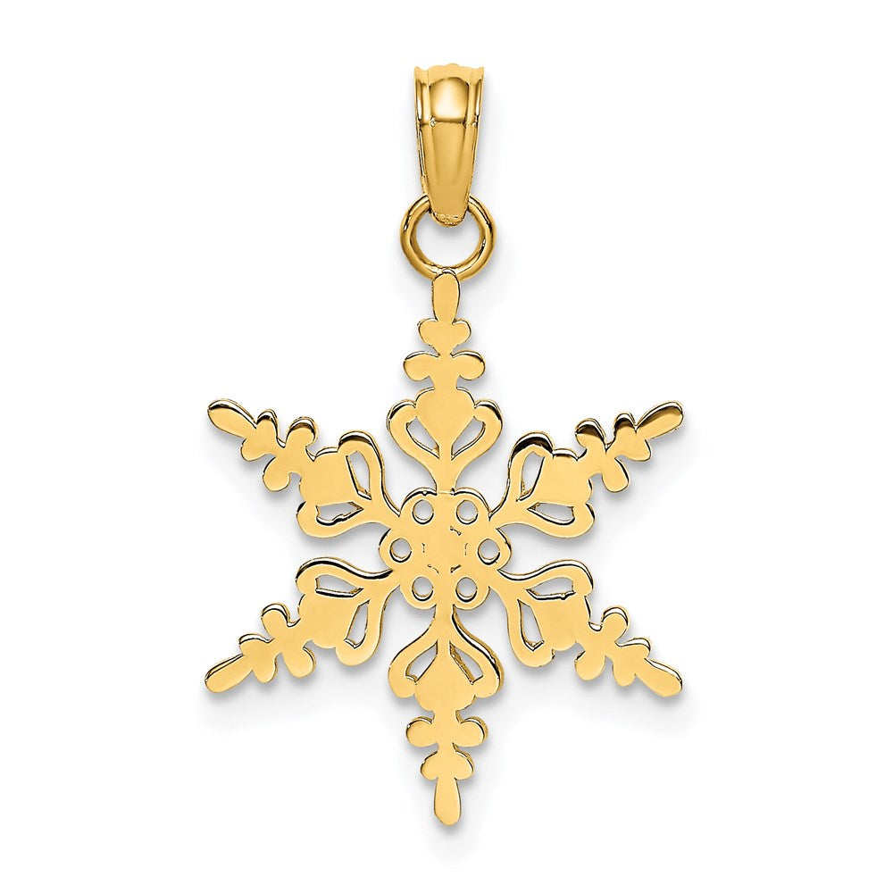 14K Gelbgold Poliert Schneeflocke Charm