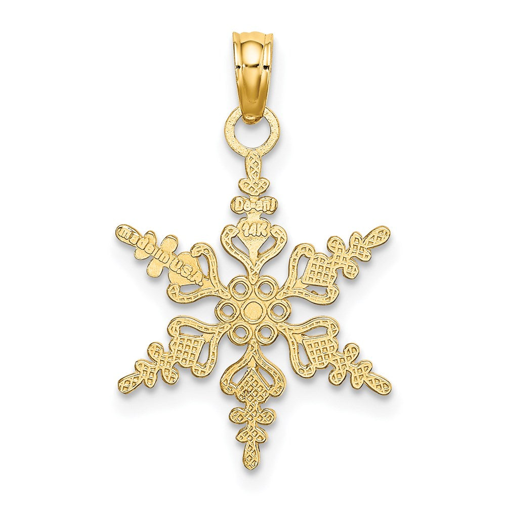 14K Weißgold Poliert Schneeflocke Charm
