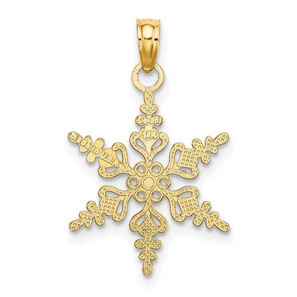 14K Weißgold Poliert Schneeflocke Charm