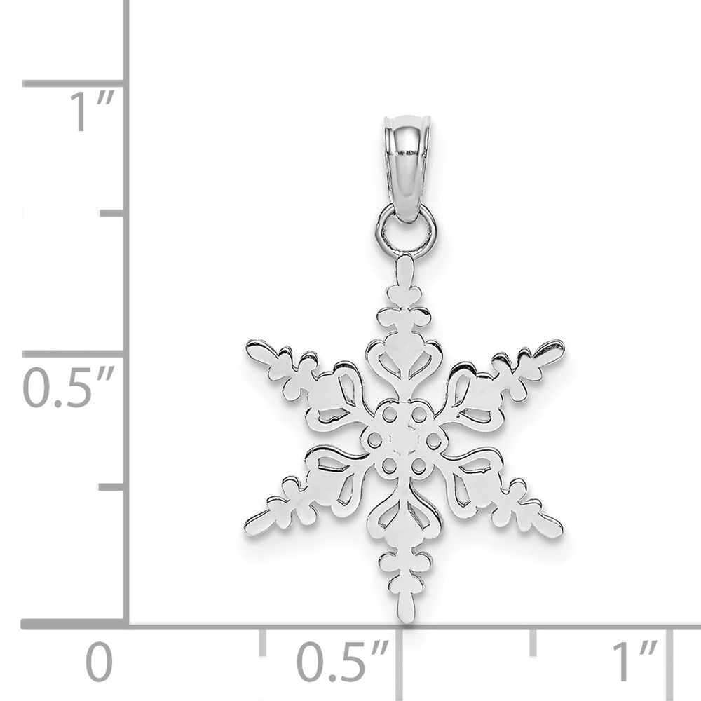 14K Weißgold Poliert Schneeflocke Charm