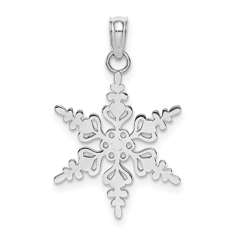 14K Weißgold Poliert Schneeflocke Charm