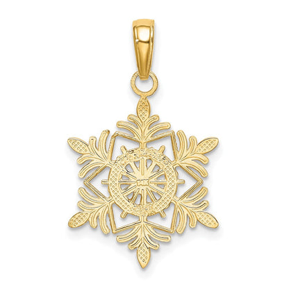 14K Gelbgold Schneeflocke Anhänger
