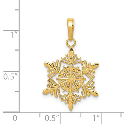 14K Gelbgold Schneeflocke Anhänger