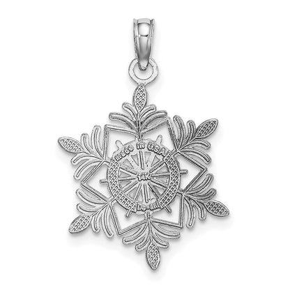 14K Weißgold Schneeflocke Anhänger