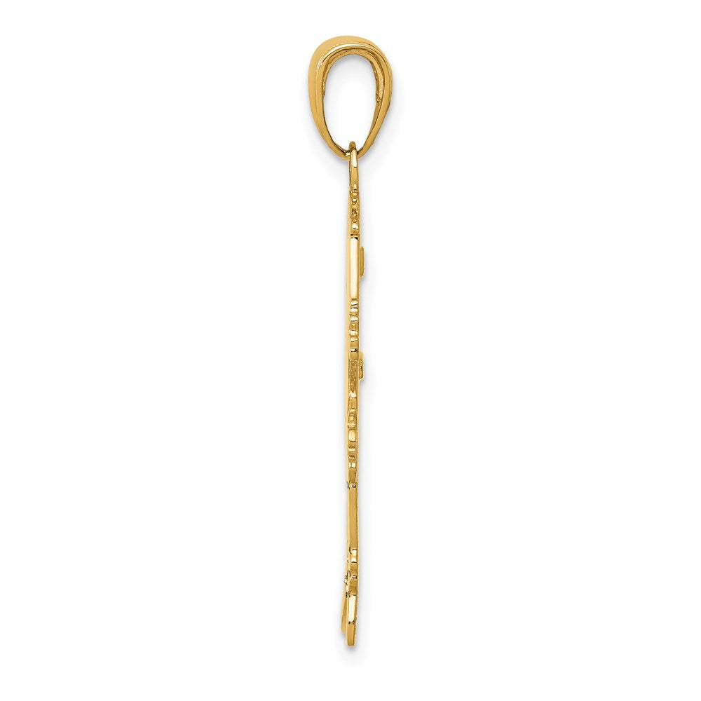 14K Gelbgold Flacher Gravierbarer Mädchen-Charm