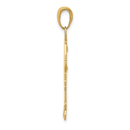14K Gelbgold Flacher Gravierbarer Mädchen-Charm