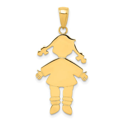 14K Gelbgold Flacher Gravierbarer Mädchen-Charm