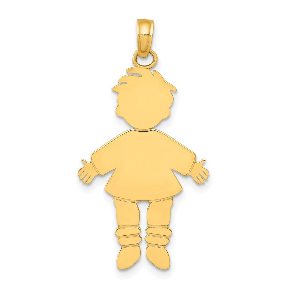 14K Gelbgold Flacher Gravierbarer Jungen-Charm