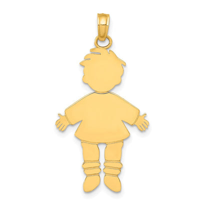 14K Gelbgold Flacher Gravierbarer Jungen-Charm