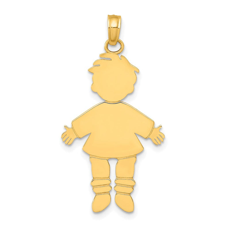 14K Gelbgold Flacher Gravierbarer Jungen-Charm