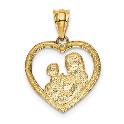 14K Gelbgold Anhänger "Mama/Baby-Herz" mit Charm, poliert und satiniert