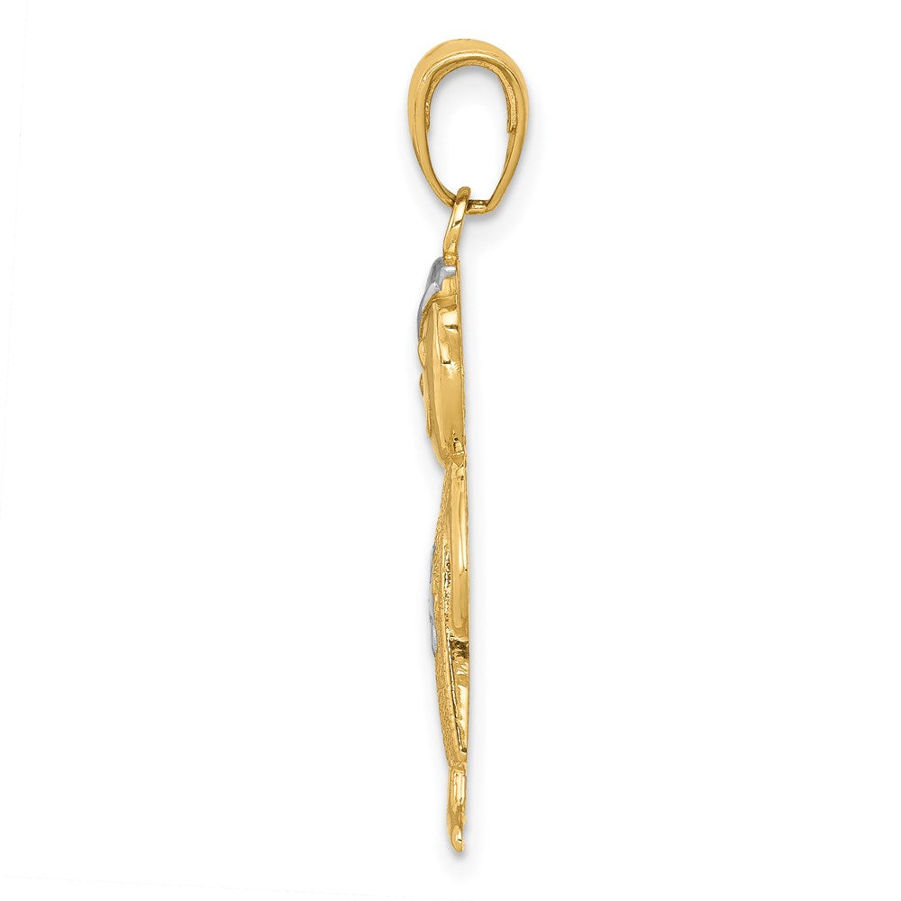 14K Gelbgold und Rhodium mit Rhodinierung, Junge mit Händen in den Taschen Anhänger