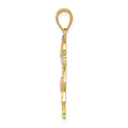 14k Bicolor Gold Gelb- und Roségold mit Rhodium Mädchen-Anhänger