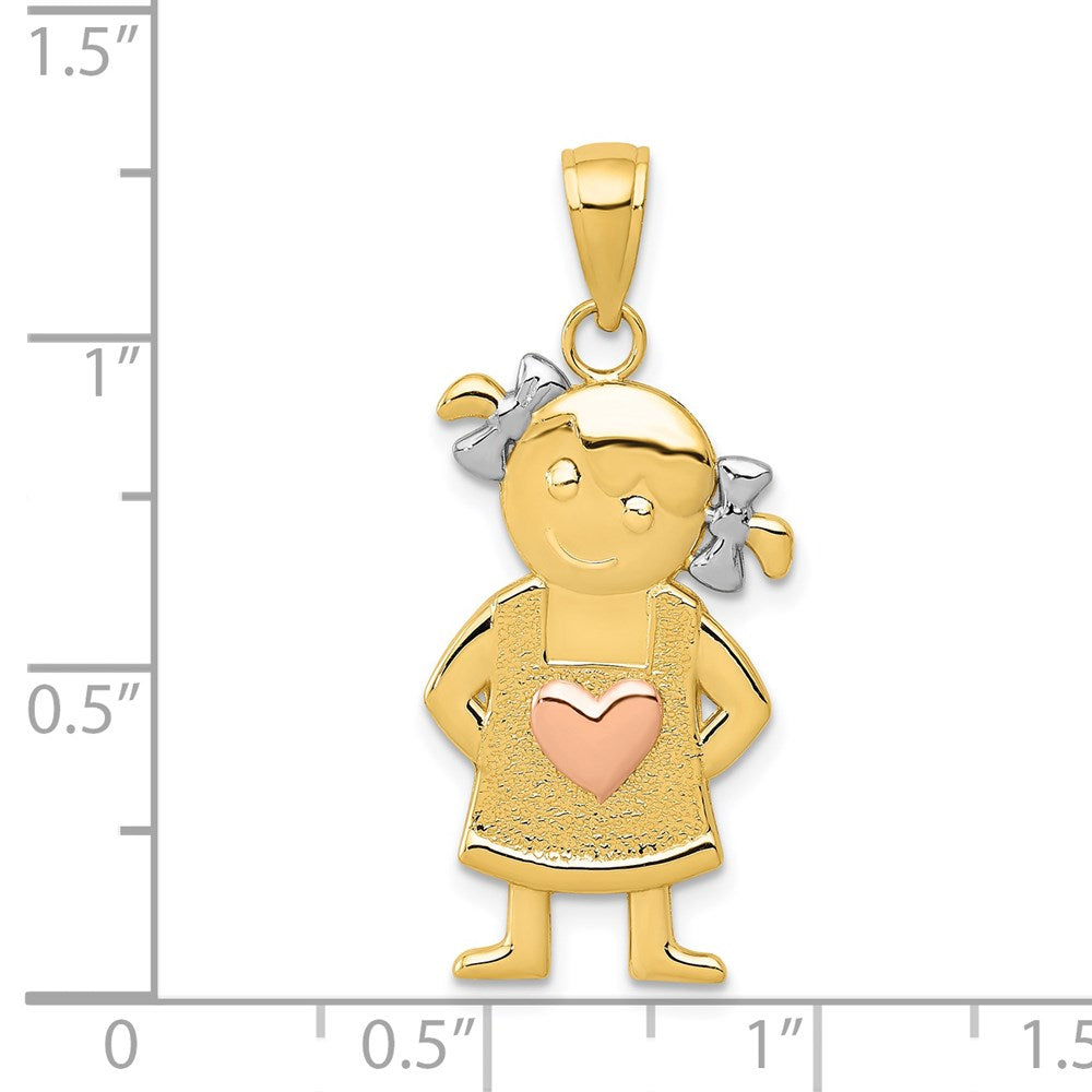 14k Bicolor Gold Gelb- und Roségold mit Rhodium Mädchen-Anhänger