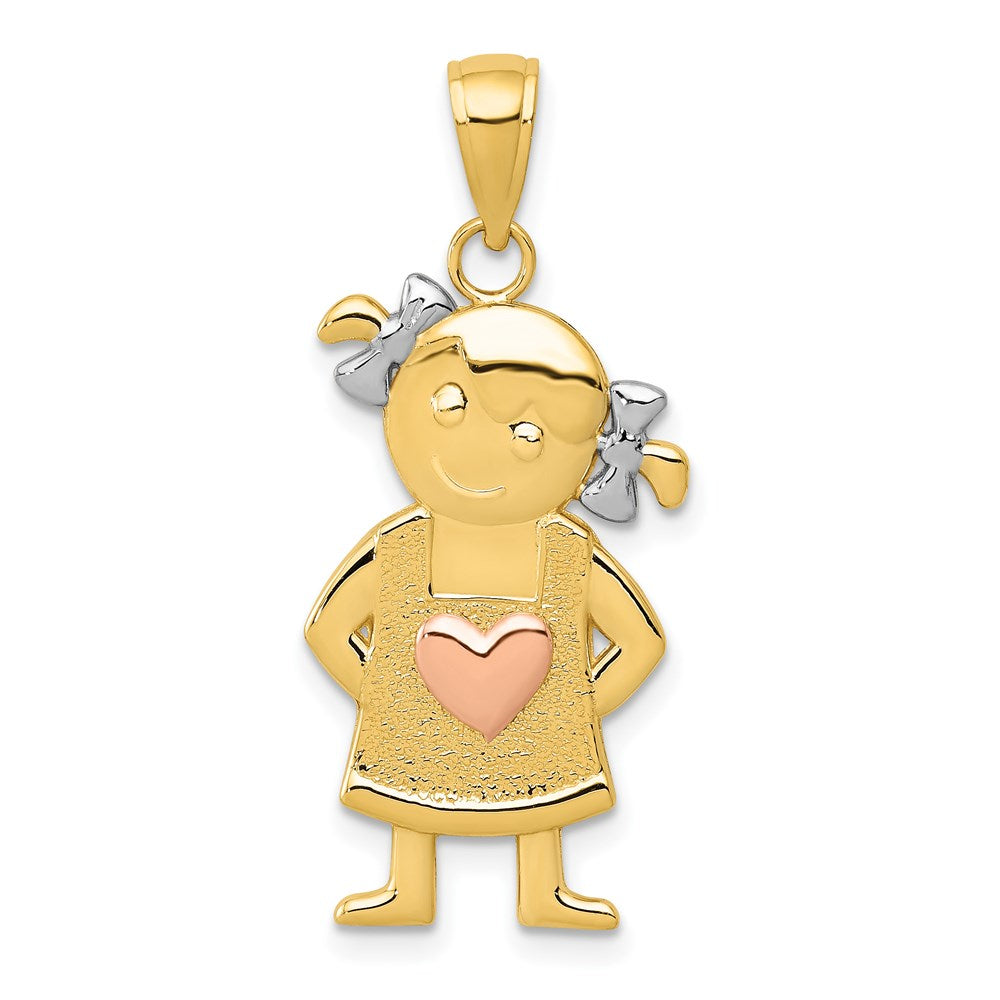 14k Bicolor Gold Gelb- und Roségold mit Rhodium Mädchen-Anhänger