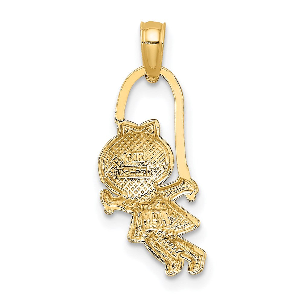 14K Gelbgold Mädchen mit Jump Kordel Charm