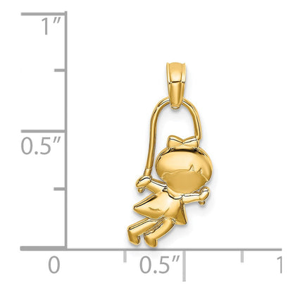 14K Gelbgold Mädchen mit Jump Kordel Charm