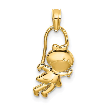 14K Gelbgold Mädchen mit Jump Kordel Charm