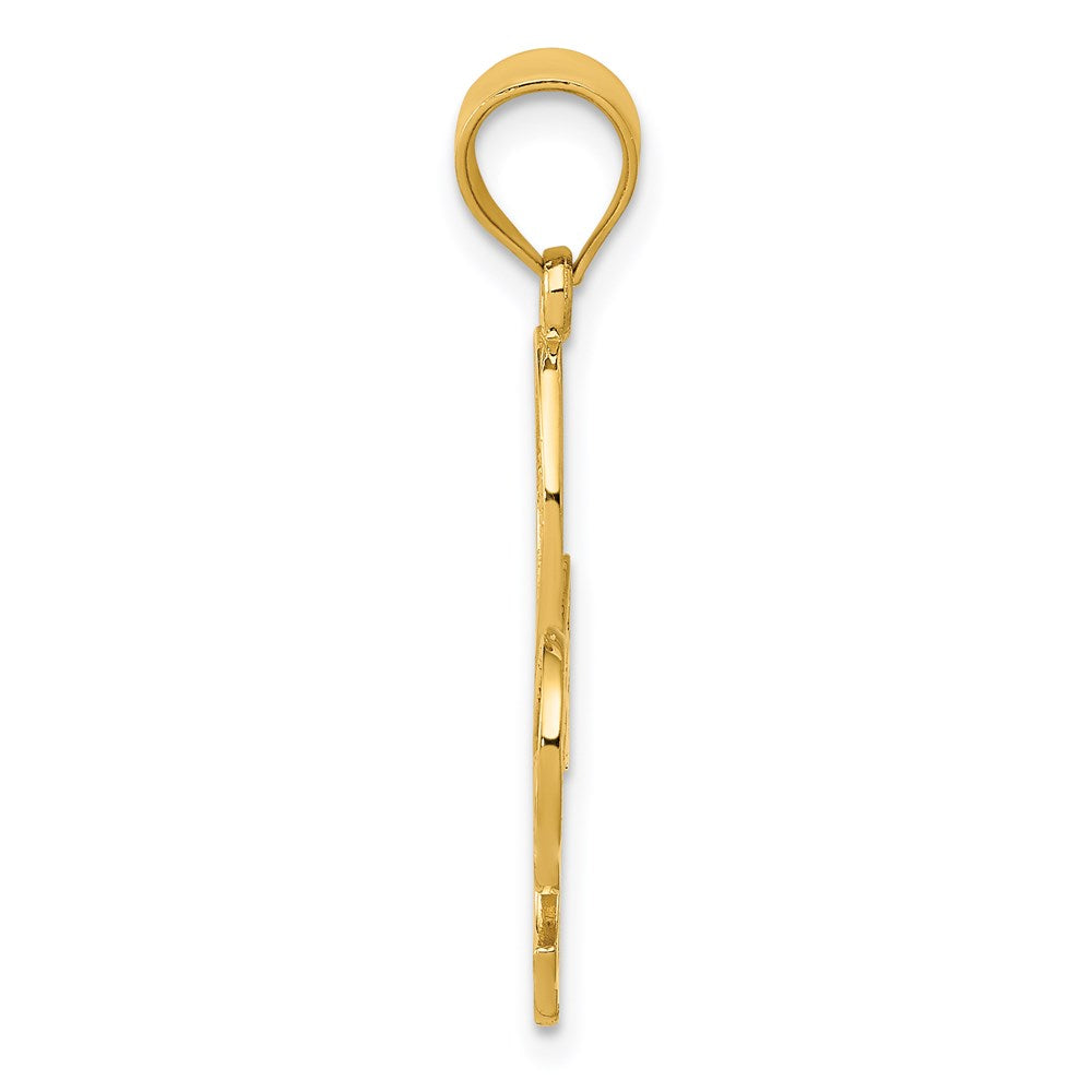 14K Gelbgold Filigran Fleur De Lis Anhänger