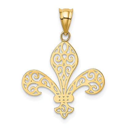 14K Gelbgold Filigran Fleur De Lis Anhänger