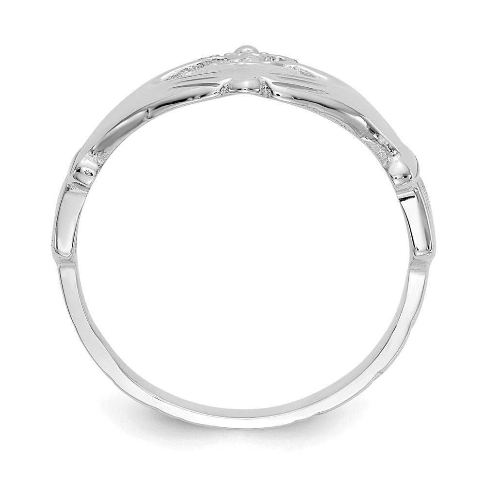 14K Weißgold polierter Claddagh-Ring