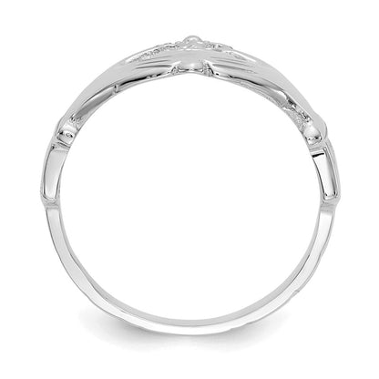 14K Weißgold polierter Claddagh-Ring