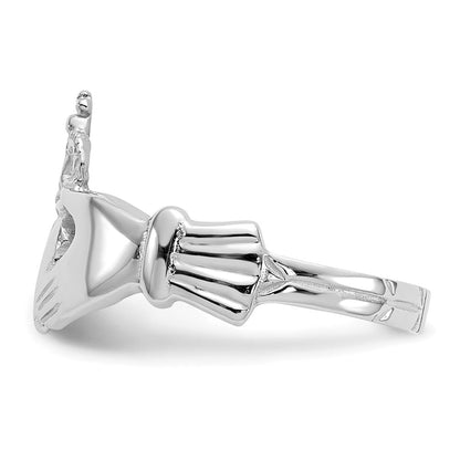 14K Weißgold polierter Claddagh-Ring