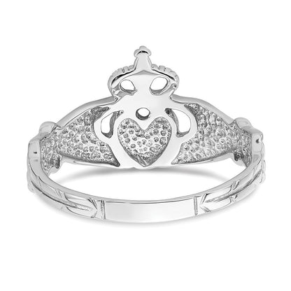 14K Weißgold polierter Claddagh-Ring