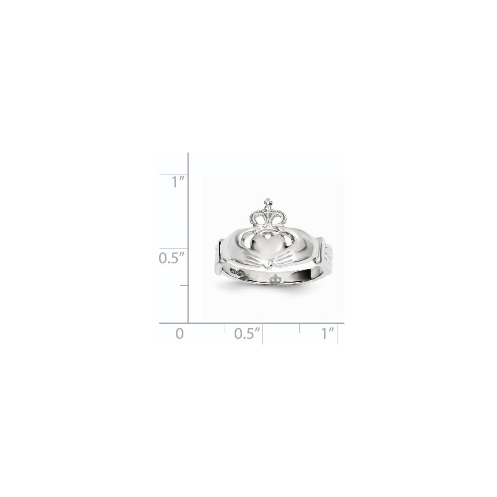14K Weißgold polierter Claddagh-Ring