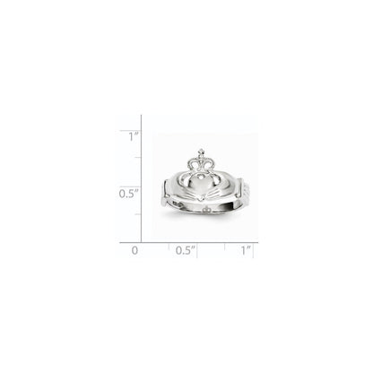 14K Weißgold polierter Claddagh-Ring