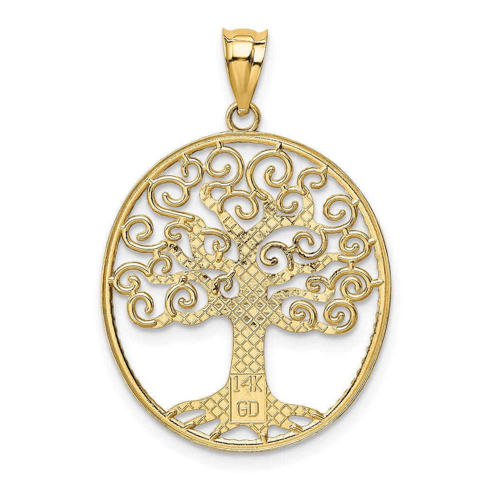 14K Gelb- und Rhodiumgold Anhänger „Baum des Lebens" mit Rhodium-Filigran