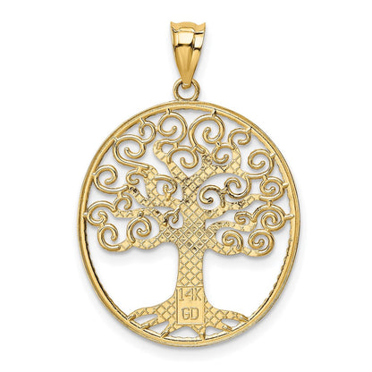 14K Gelb- und Rhodiumgold Anhänger „Baum des Lebens" mit Rhodium-Filigran
