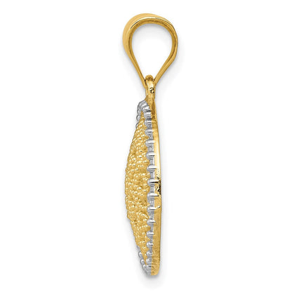 14K Gelbgold mit Rhodium-Filigran-Kreisanhänger in Rhodium