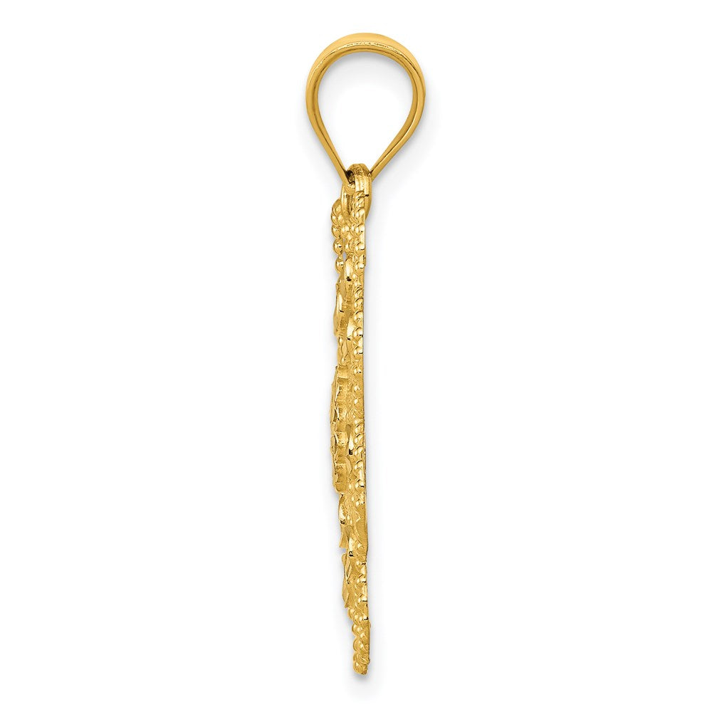 14K Gelb & Rhodium und Diamantiert Wirbel Rund Anhänger