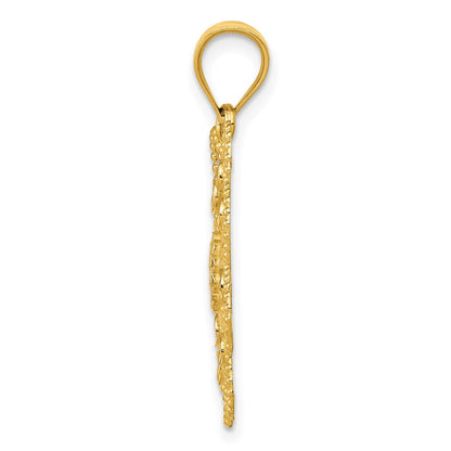 14K Gelb & Rhodium und Diamantiert Wirbel Rund Anhänger