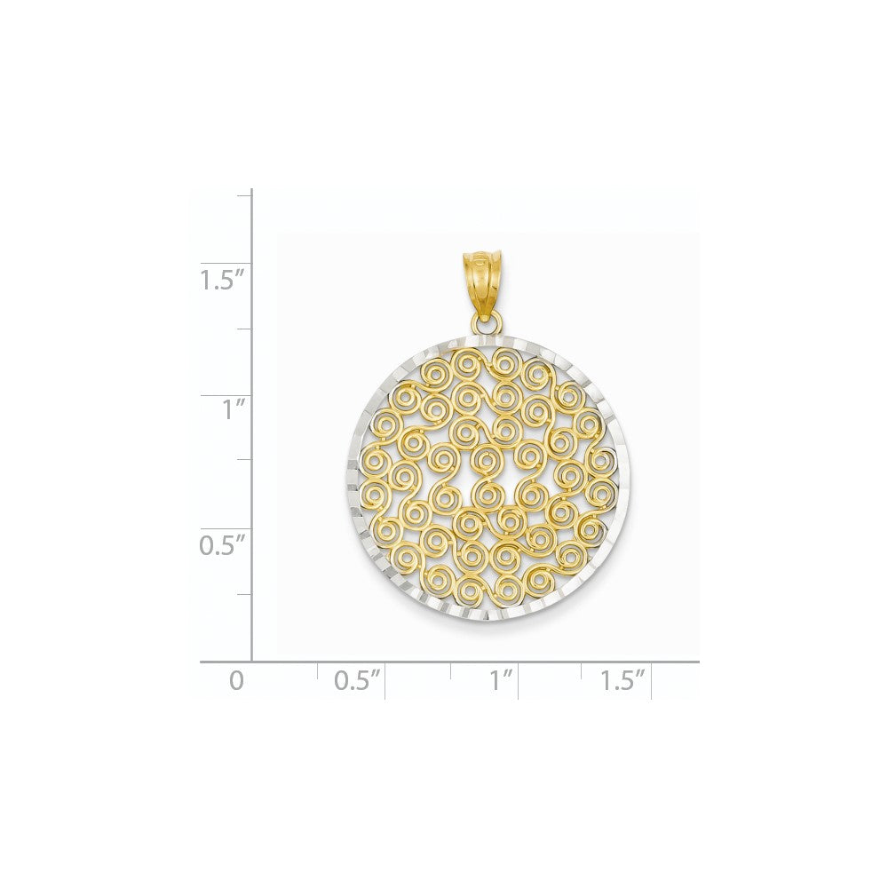 14K Gelb- und Rhodium-Gold mit Rhodium Runder Anhänger
