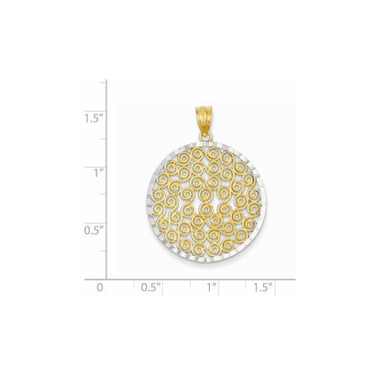 14K Gelb- und Rhodium-Gold mit Rhodium Runder Anhänger