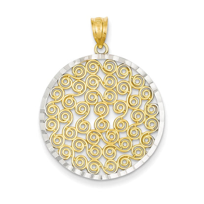 14K Gelb- und Rhodium-Gold mit Rhodium Runder Anhänger