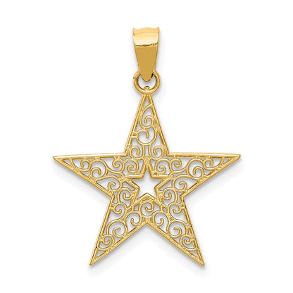 14K Gelbgold Filigran Stern Anhänger