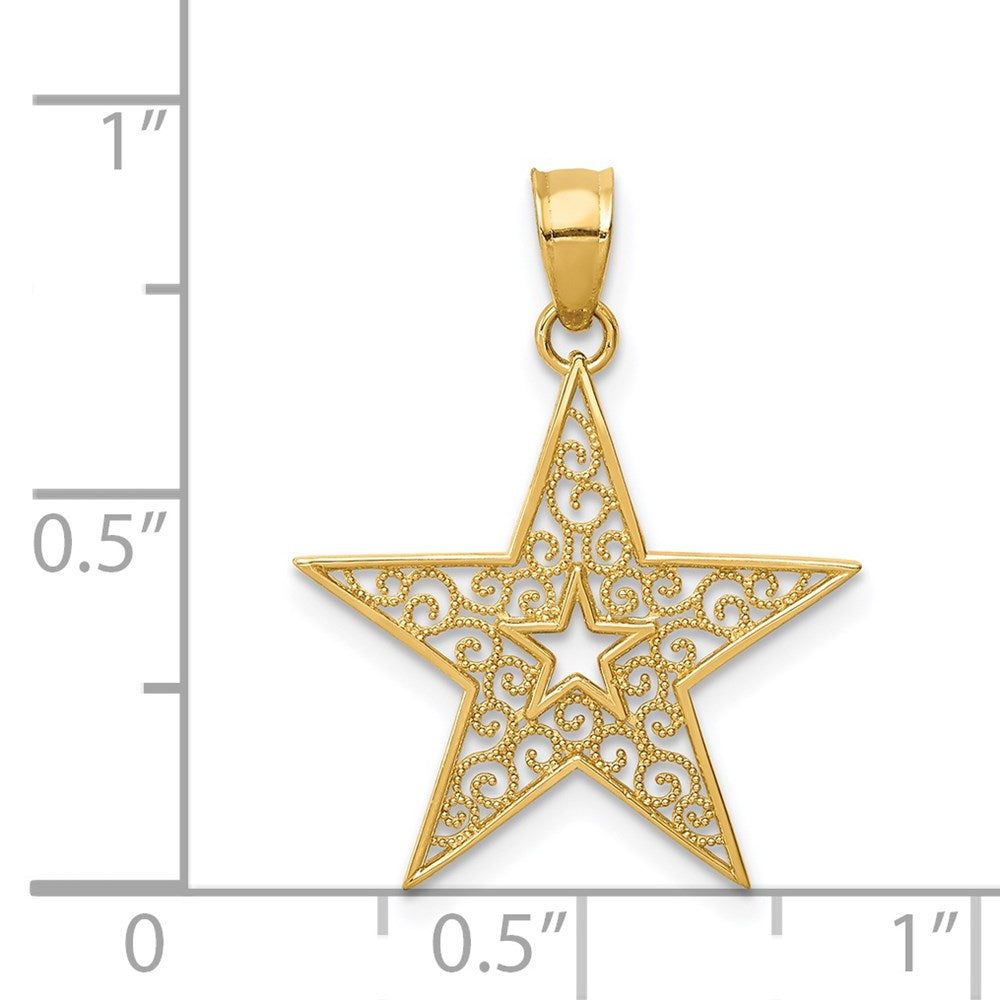 14K Gelbgold Filigran Stern Anhänger