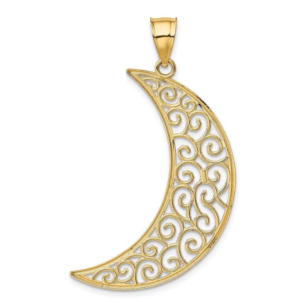 14K Gelbgold Mond-Anhänger, filigran