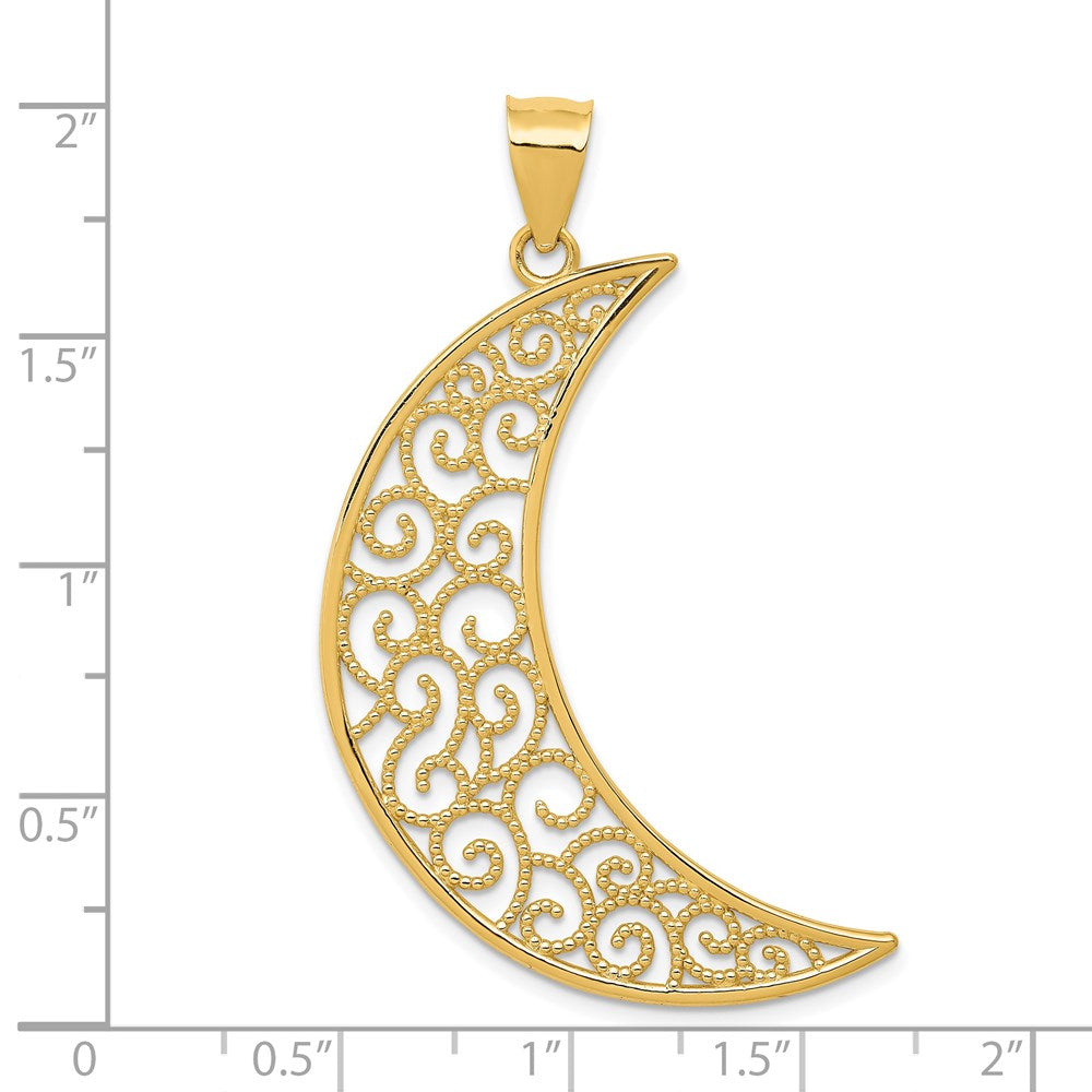 14K Gelbgold Mond-Anhänger, filigran