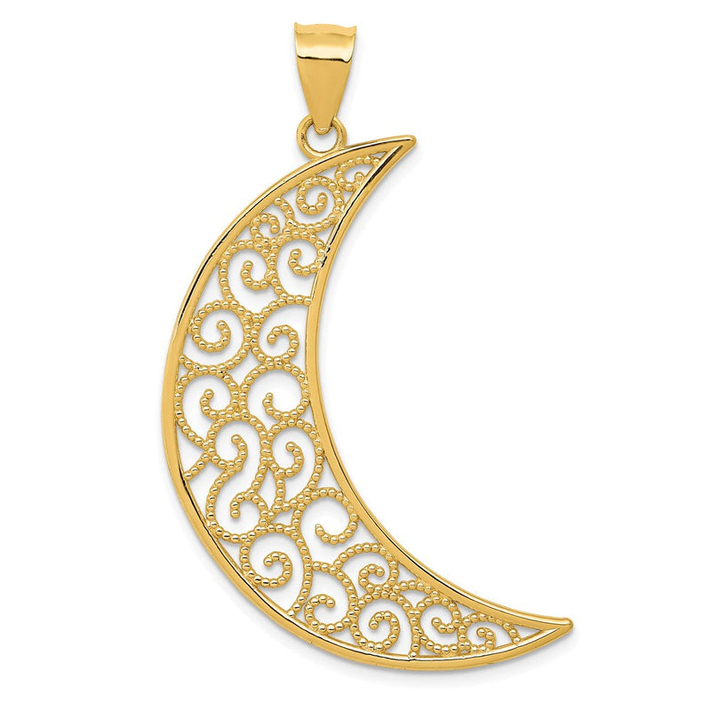 14K Gelbgold Mond-Anhänger, filigran