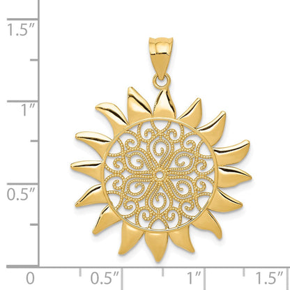 14K Gelbgold Filigran-Sonnenanhänger