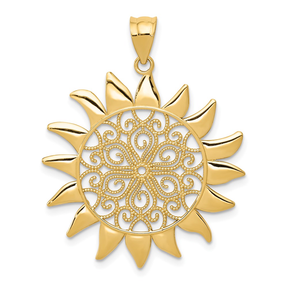 14K Gelbgold Filigran-Sonnenanhänger