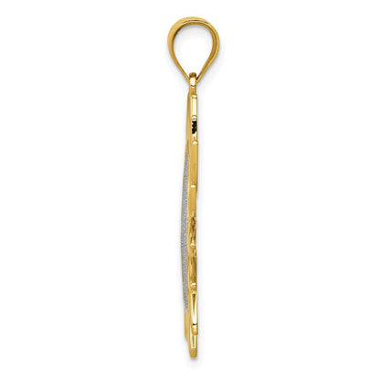 14K Gelb- und Rhodiumgold-Sonnenanhänger mit Rhodium-Filigran