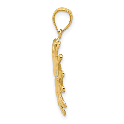 14K Gelb- und Rhodiumgold mit Sonnenblumen-Anhänger aus Rhodium