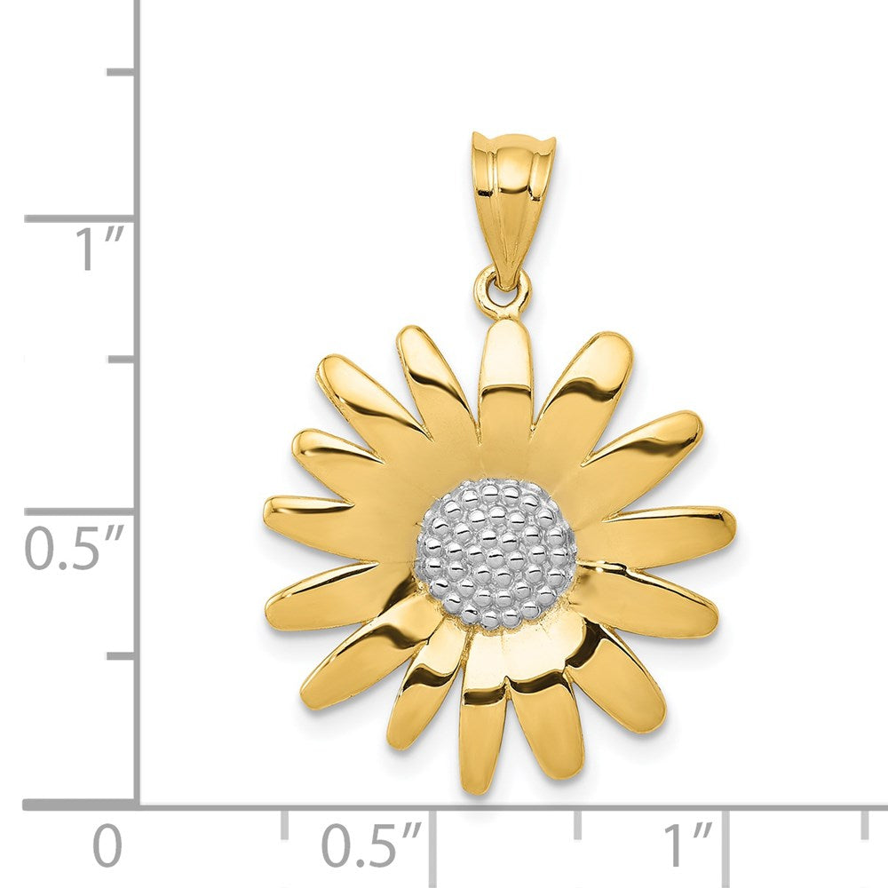 14K Gelb- und Rhodiumgold mit Sonnenblumen-Anhänger aus Rhodium
